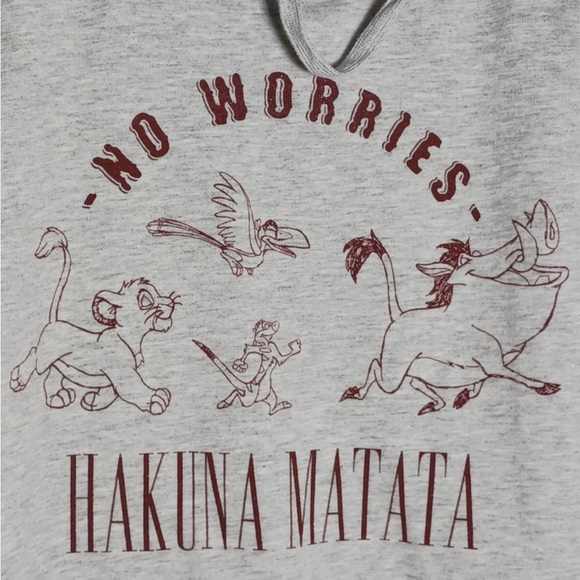 Disney Hoodie Gray Sweatshirt “No Worries Hakuna Matata” Size M NWOT - Picture 3 of 7